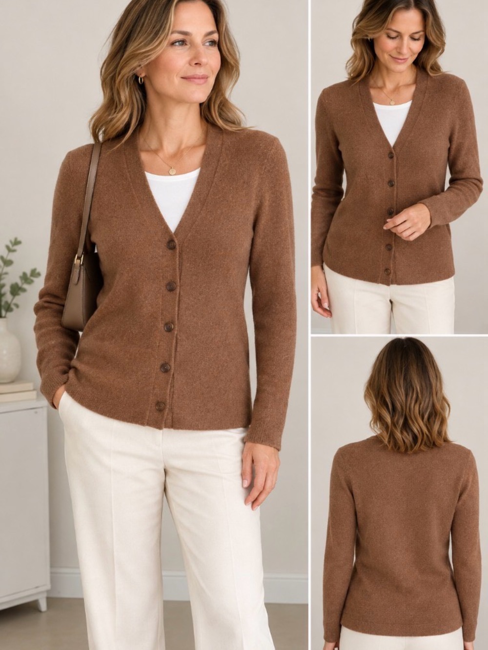 J. Crew Chestnut Brown V-Neck Button Cardigan. Size XS